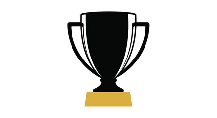 A minimalist black and gold trophy illustration on a white background