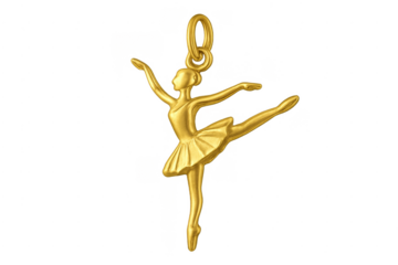 Golden ballerina jewelry charm dancing transparent background