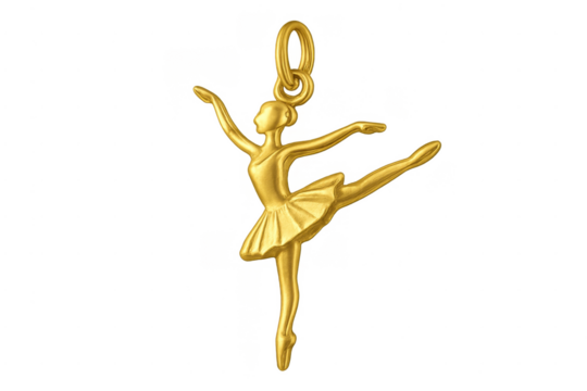 Golden ballerina jewelry charm dancing transparent background