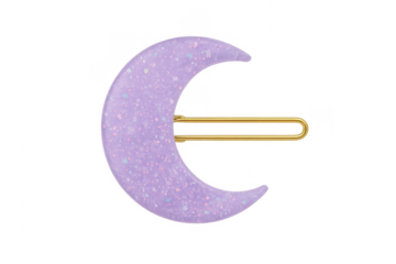 Purple crescent moon hair clip with glitter