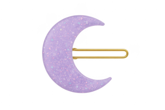 Purple crescent moon hair clip with glitter - Powered by Adobe