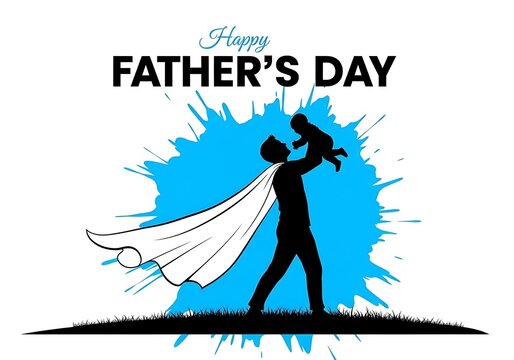 Father s day celebration with a father holding his child like a superhero