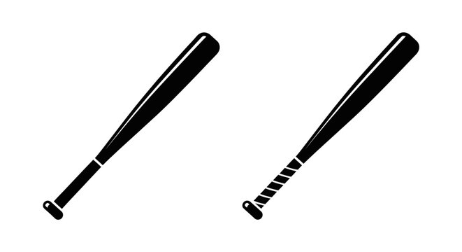 A simple illustration depicting two black baseball bats on white background