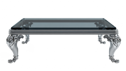 Luxury glass coffee table living room decor modern look photorealistic style elegant environment stylish viewpoint