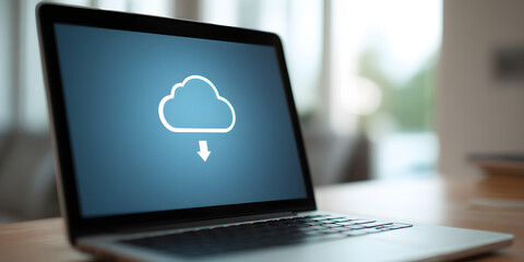 A close up view of a cloud computing interface on a laptop screen showcasing the process of uploading files to remote servers with ample space for