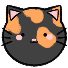 Cute Tortoiseshell Cat Cartoon Doodle