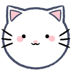 Cute White Cat Cartoon Doodle