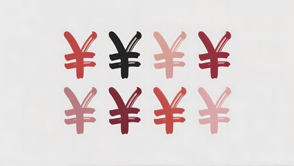 Vibrant yen symbols in shades of red and black for financial growth concepts - ideal for marketing, investment, and global business themes