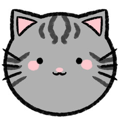 Cute Grey Tabby Cat Cartoon Doodle