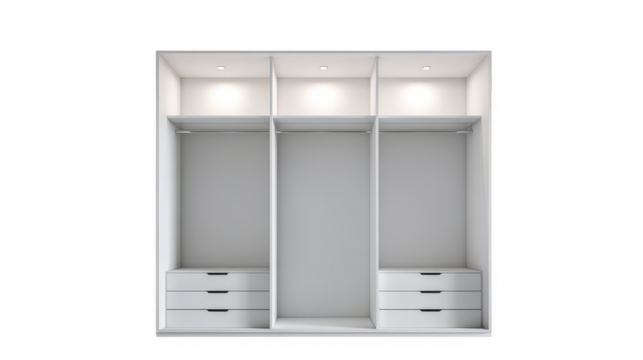 Modern minimalist wardrobe closet design contemporary home furniture showcase bright environment interior view stylish concept