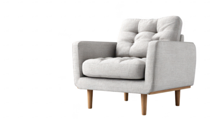 Modern scandinavian armchair showcase minimalist living room furniture display cozy environment front view home decor concept