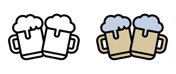 Celebrate with a refreshing toast to good times and cheer, featuring a pair of beer mugs perfect for festive occasions and happy gatherings