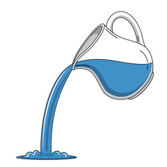 Water Pouring From A Glass Pitcher.