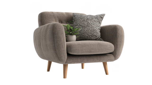 Modern scandinavian armchair in minimalist design living room furniture showcase cozy environment front view