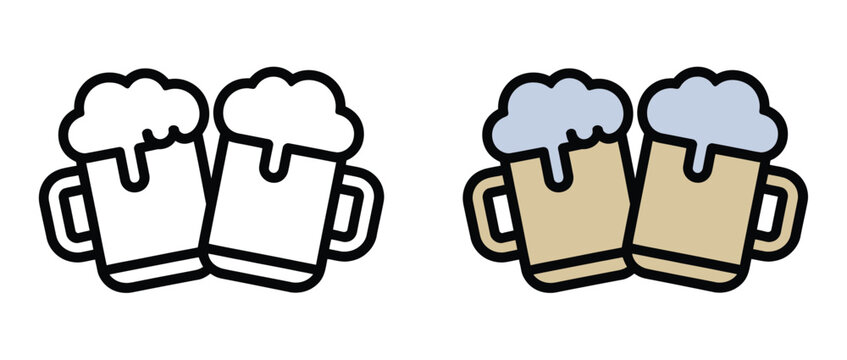 Celebrate with a refreshing toast to good times and cheer, featuring a pair of beer mugs perfect for festive occasions and happy gatherings