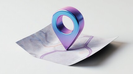 Modern Pin Icon Placed on a Crumpled Map Representing Location and Navigation Concepts