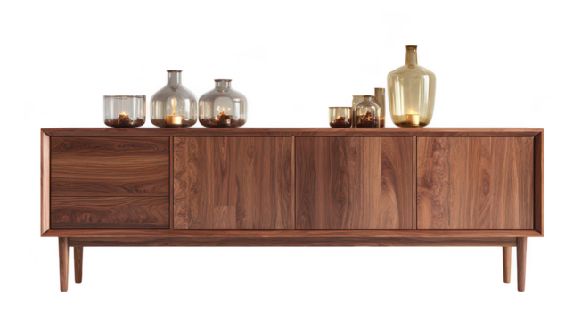 Elegant modern sideboard cabinet interior decor element minimalistic home photorealistic style contemporary design