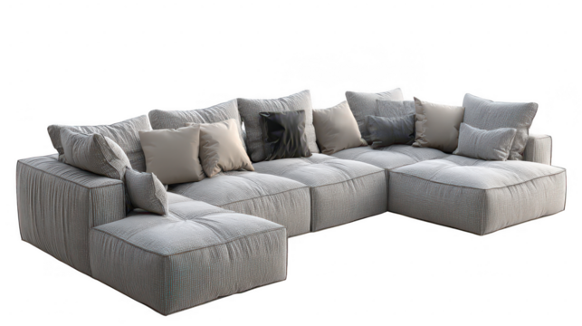 Modular sectional sofa design modern living room interior furniture cozy environment photorealistic viewpoint