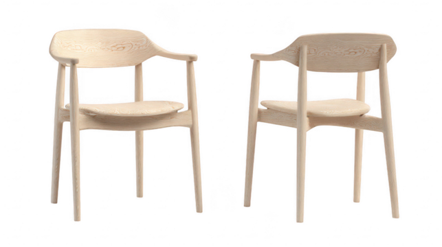 Elegant scandinavian dining chair set in minimalist style furniture showcase bright studio environment