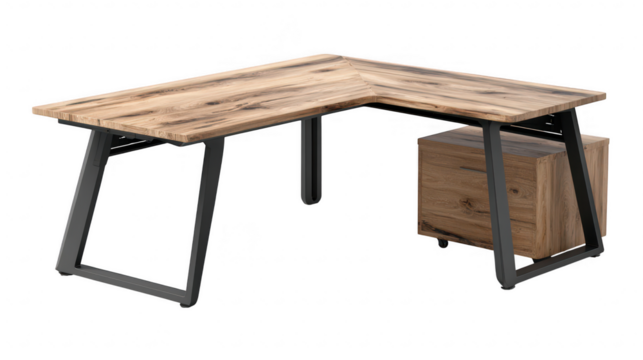 Sleek office desk workspace furniture piece modern office realistic photo professional environment aesthetic viewpoint