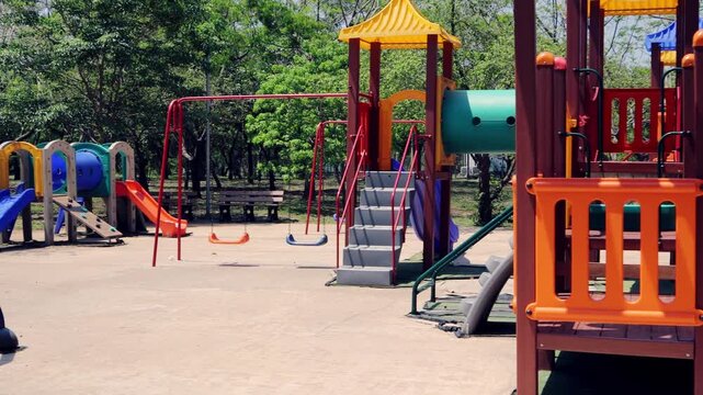 Colorful Playground Pan in Public Park - Asuncion Paraguay - 4K
