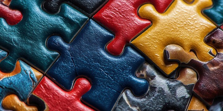 Colorful Puzzle Pieces Interlocked in a Vibrant Arrangement During a Creative Afternoon Activity