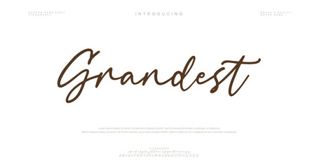 Hand drawn vector alphabet. Modern monoline signature script font. Elegant Signature Font. Best Alphabet Beautiful Calligraphy Signature Font lettering