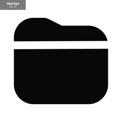 Black folder icon with a white horizontal line in the middle, isolated on white background
