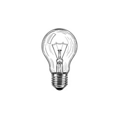 Lightbulb Engraving Illustration, drawn in an engraved, woodcut style with fine details sketch engraving vector illustration. Scratchboard imitation. Black and white image. flat vector [Converted]