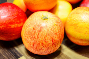 Close-up of fresh apples with vibrant colors and natural textures