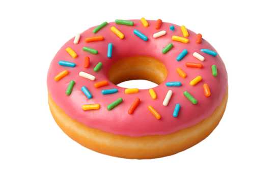 Donut Isolated on White Background with Full Depth of Field