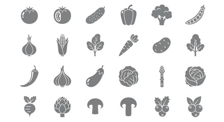 Collection of fresh vegetables icons set of healthy food symbols vector illustration of vegetarian nutrition