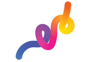 Abstract Gradient Swirl Shape on White Background fluid. 3D Color Line Shape. Curve Rainbow Ribbon Spiral.