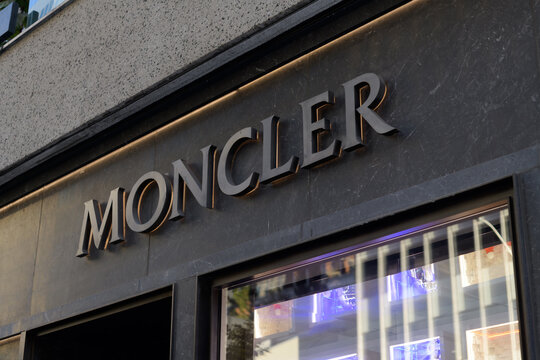 exterior building facade and sign of MONCLER, a clothing store, located at 131 Bloor St W, Unit 112, Toronto