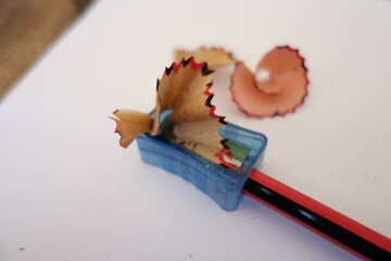 closeup photo of pencil sharpening helix wood