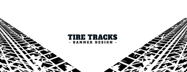 Abstract grunge tire tracks mark pattern banner
