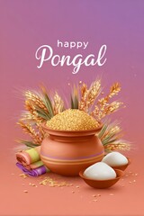 Naklejka premium Celebrate Pongal With Traditional Decorations and Festive Treats in Vibrant Colors