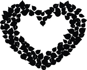 Rose Petal Heart Shape Frame Silhouette | Romantic Petal Heart Border