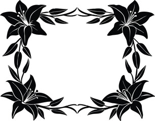 Square Lily Border Frame | Elegant Lily Corner Design