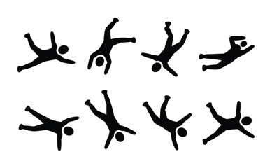 Falling human silhouette icons movement concept