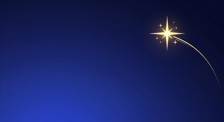 The Star of Bethlehem Shining on a Blue Gradient Night Sky. A religious Christmas and Epiphany spiritual concept.