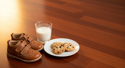 The Epiphany Tradition for the Three Kings (Reyes Magos) depicted with shoes, milk, and cookies as an offering.