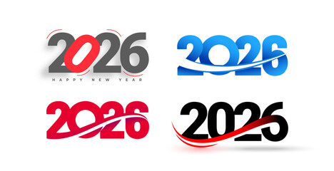 Creative Happy New Year 2026 Typography Design Collection