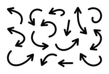 Hand drawn arrows doodle direction sketch icons collection