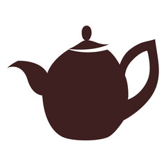 The silhouette of a teapot. Tea utensils.
