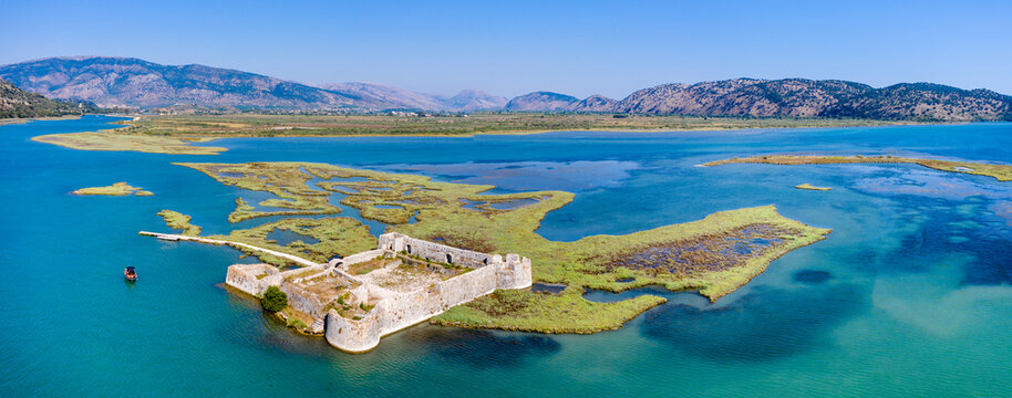 Ali pasha's castle in Butrint lake national park, Ksamil, Albania.