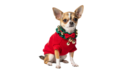 Chihuahua Dog Posing in Christmas Sweater, Studio, Animals, Whisk_40afe9fcc65517bbfb0461517ee42baddr_transparent.png Concept