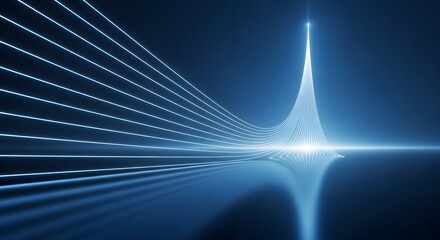 Radiant blue light streams illustrating an abstract concept of interconnectedness, data transmission, and the boundless potential of digital technology