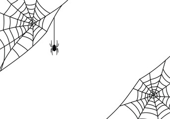 Spider web corner frame, Halloween border design, spooky decoration, creepy spider art, horror template, eerie background, haunted invitation, dark gothic graphic