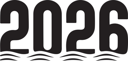 Modern minimalist 2026 typography design with wave line elements